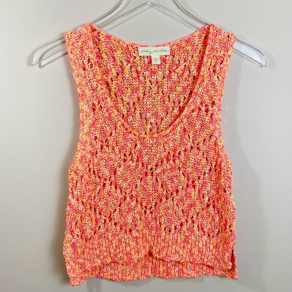 Urban Outfitters Neon Orange Open Crochet Crop Top